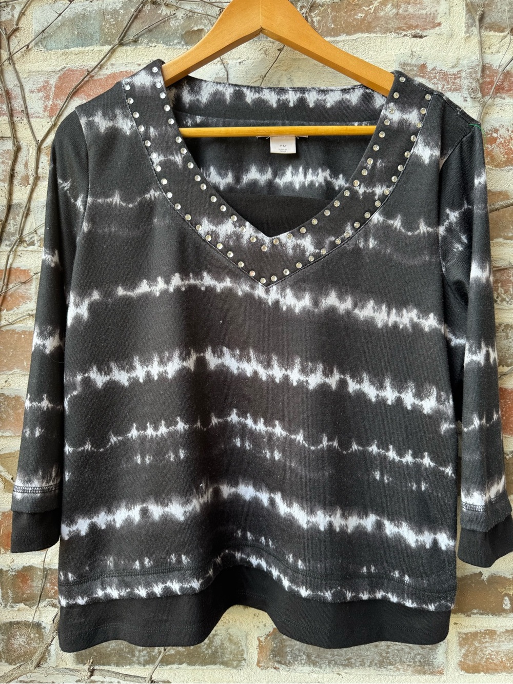⚡️ ALLISON DALEY Shibori Tie-Dye Embellished Blouse  PETITE MEDIUM⚡️